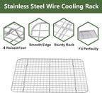 ROTTAY Quarter Baking Sheet Pan with Wire Rack Set [2 Pans + 2 Racks], Stainless Steel Cookie Sheet for Oven, Warp Resistant & Heavy Duty & Rust Free, Size 12 x 10 x 1 Inches