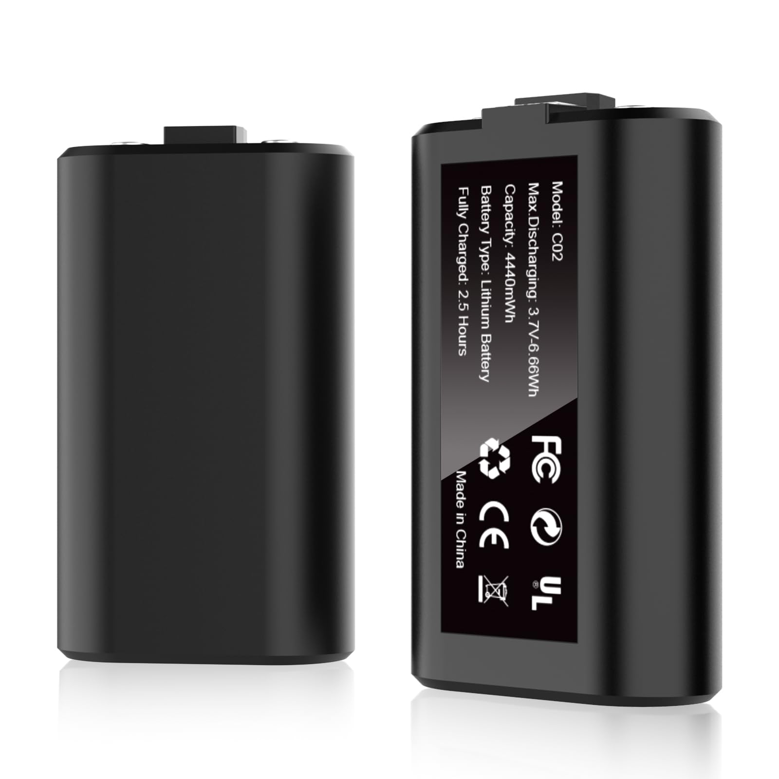 Rechargeable Battery Pack for Xbox Series X|S/One, 2 Pack 4440mWh 3.7V Battery Pack for X-Box One/S/X/Elite All Xbox Controllers Supports Use While Charging (Includes 2 Batteries Only)