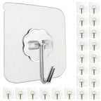 24 Pack Adhesive Wall Hooks 33LB Heavy Duty No Drill Transparent Waterproof Hooks for Bathroom Kitchen Towel Coat Office Home Outdoor