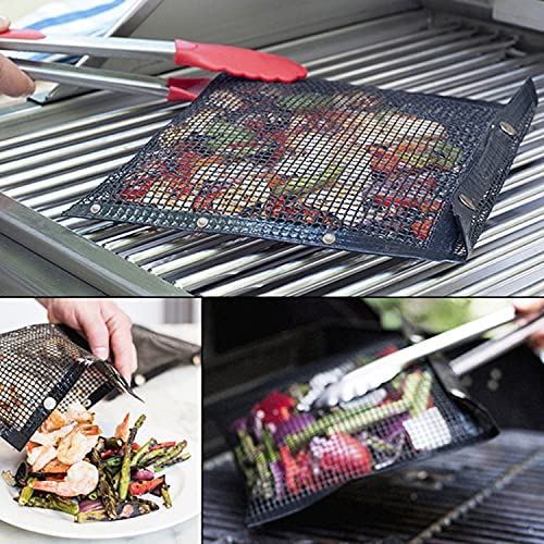 AOOCAN Mesh Grill Bags 13.1 x 10.6 Inch Set of 2-100% Non-Stick Heavy Duty Barbecue Grill Bags, Reusable and Convenient to Clean, Works on Charcoal Grill Outdoor Gas Charcoal Roast - Extended Warranty