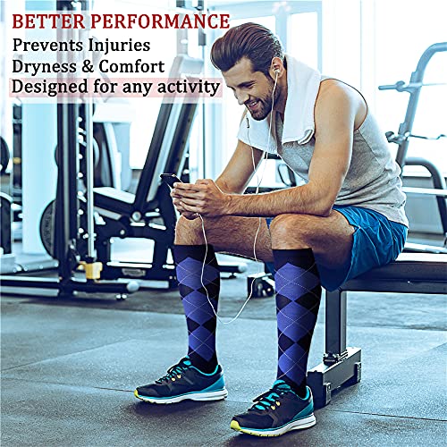 CHARMKING Compression Socks for Women & Men (8 Pairs) 15-20 mmHg Graduated Copper Support Socks are Best for Pregnant, Nurses - Boost Performance, Circulation, Knee High & Wide Calf (S/M, Multi 17)