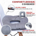 Vinban Stuffed Donut Pillow Seat Cushion | for Tailbone and Coccyx Pain, Hemorrhoids, Bed Sores, Pregnancy, Prostate, Surgery Recovery, Sitting Pressure Relief, for Home, Office and Car (Grey)