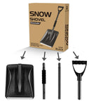 Snow Shovel, 2024 New Upgrade Large-Capacity Lightweight Aluminum Portable Snow Shovel, Parent-Child Playing Snow Shovel, Shovel for Garden, Car, Camping with Extra Ice Scrape(Black)