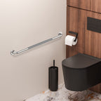 32 Inch Anti Slip Shower Grab Bar, Munzong Chrome Stainless Steel Bathroom Grab Bar w/Gray Rubber Grip, Bathroom Balance Bar,Safety Handrail Support,Handicap Elderly Senior Assist Bath Handle