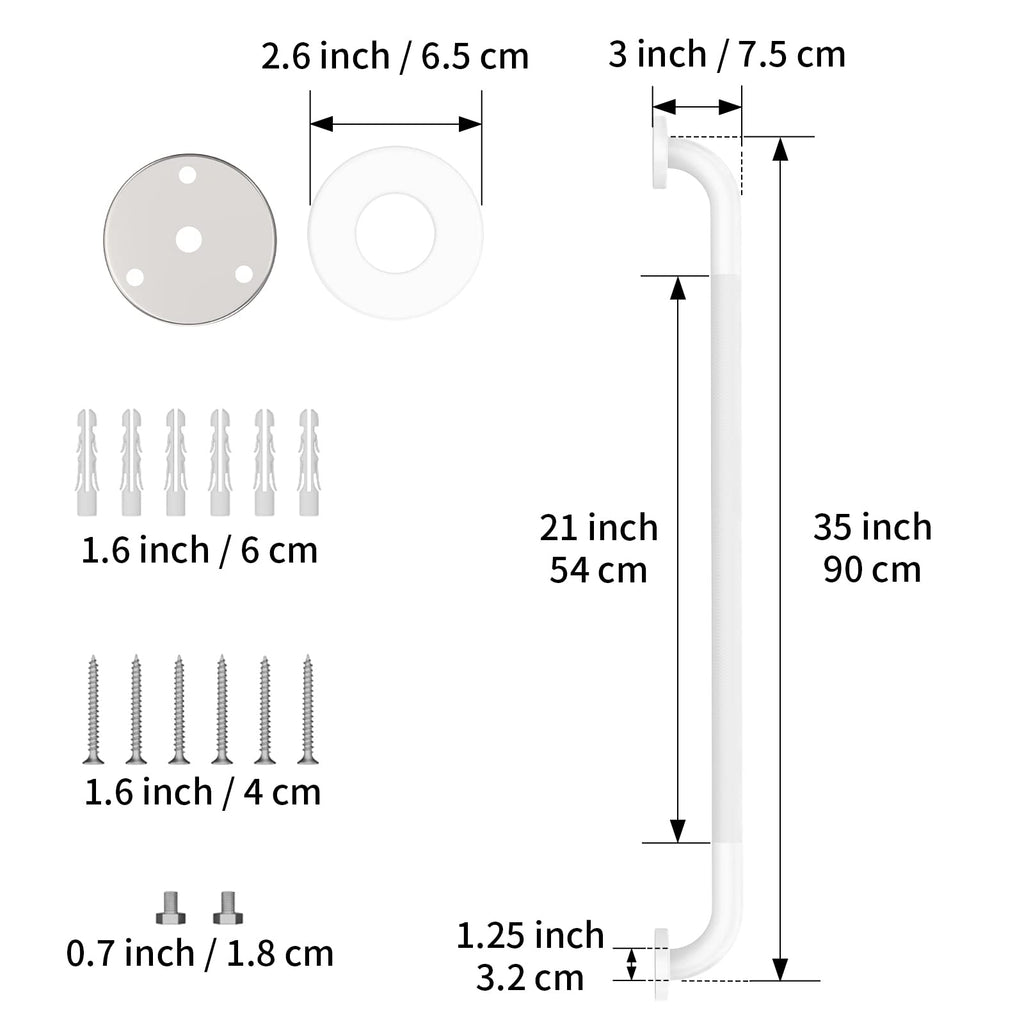 36 Inch Anti Slip Shower Grab Bar Oil Rubbed White, Munzong Bathroom Grab Bar, Knurled Bathroom Balance Bar,Safety Hand Rail Support Handicap Elderly Injury Senior Assist Bath Handle
