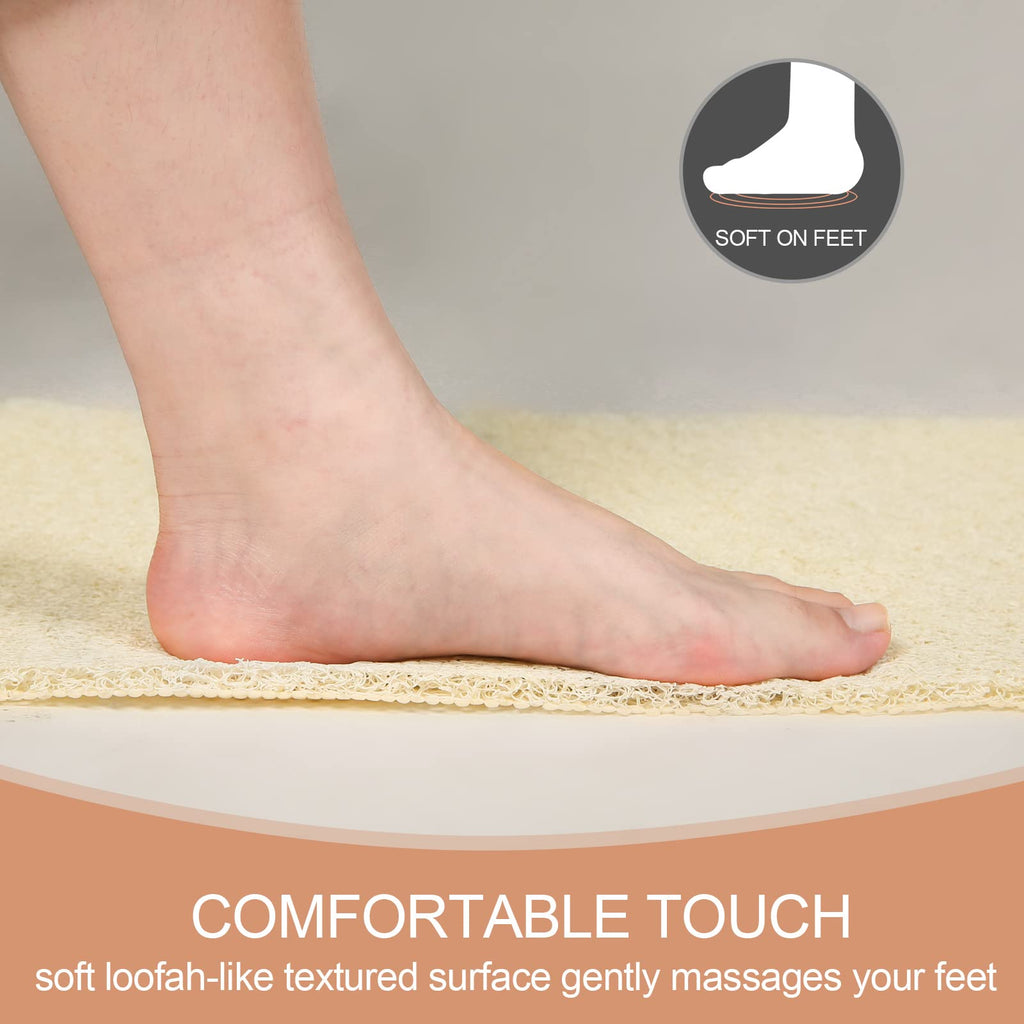 Joyhalo Shower Mats for Showers Anti Slip for Elderly, 17'' x 24'' Non Slip Bath Mat for Inside Shower, Bath Tub Mats for Bathroom Non Slip for Shower, PVC Loofah Bathroom Mats, Beige