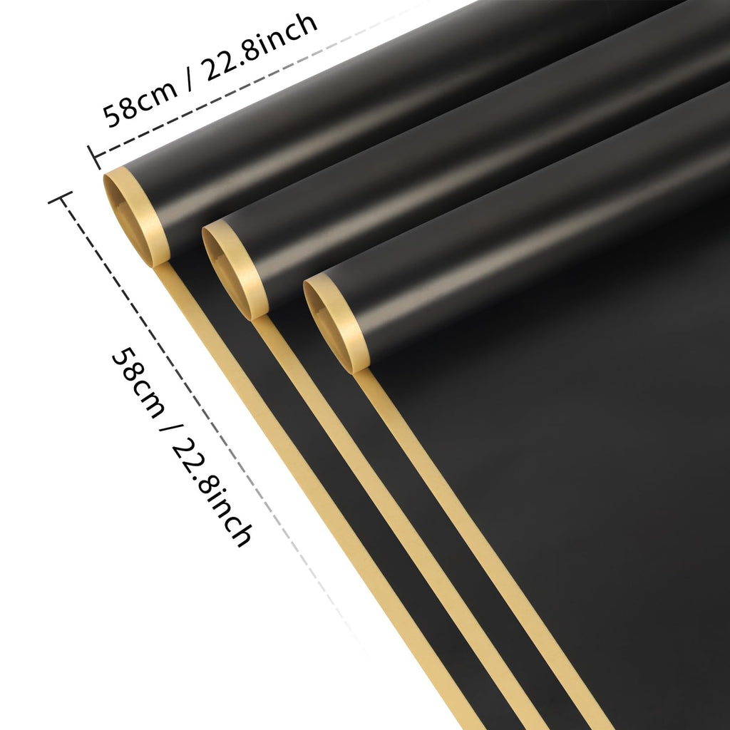 NESCCI 20 Sheets Flower Wrapping Paper - Waterproof Floral Bouquet Wrapping Paper, Florist Supplies Packaging Paper for Wedding Birthday Gift DIY (Black)