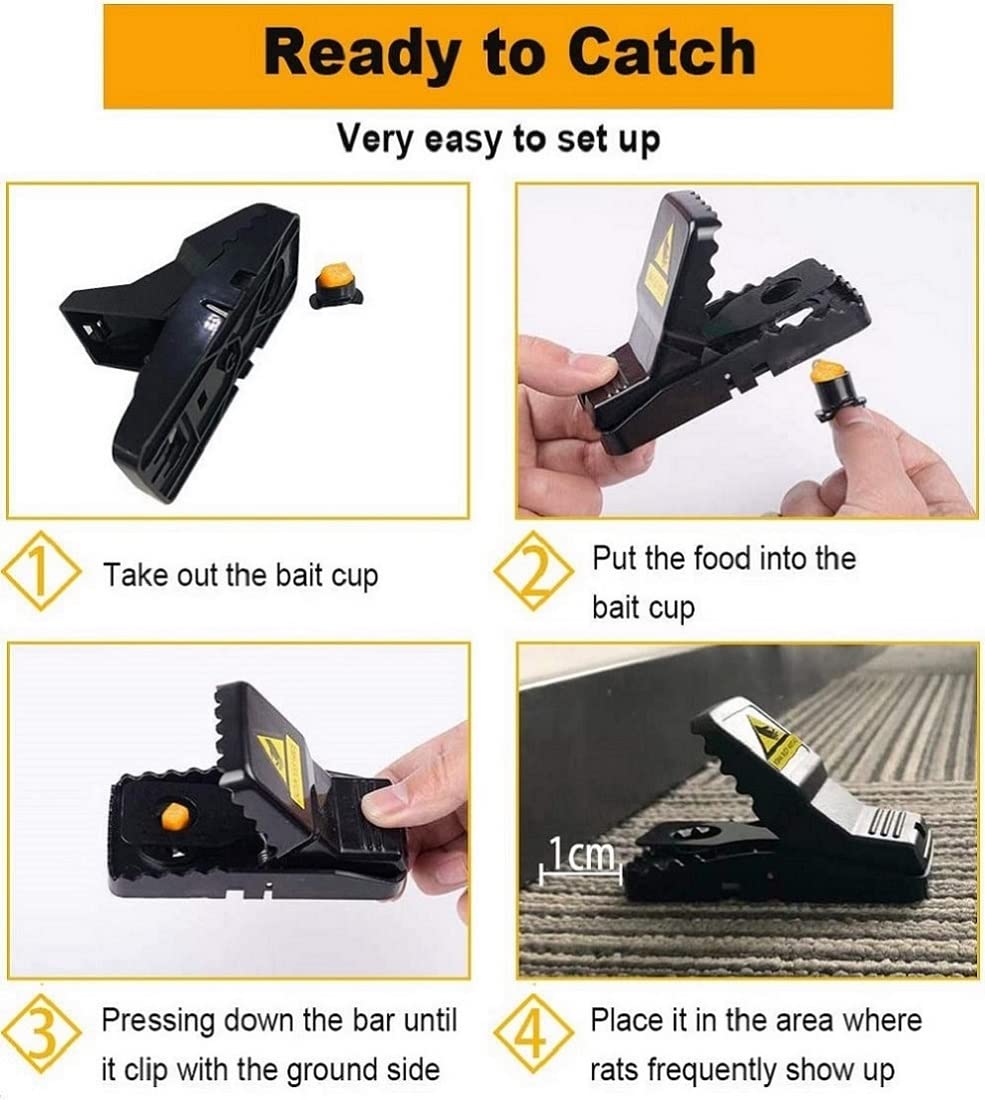 Mouse Trap, Small Mice Trap Indoor Quick Effective Sanitary Safe Mouse Catcher for Family and Pet - 12 Pack Black, M01-12Pack