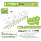 Valibe Bird Spikes for Pigeons Small Birds 100ft Bird Deterrent Devices Bird Repellet Spikes Stainless Steel Critter Pricker Woodpecker Cat with Uninstalled Pins