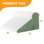 Ruqmuis 3PCS Wedge Pillow Set for After Surgery, Wedge Pillow Headboard, Adjustable 9&12 Inch Bed Pillow Wedge for Sleeping, Acid Reflux, Orthopedic Pillow Wedge for Back Pain Relief, Gerd, Green