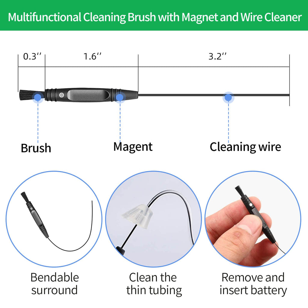 Sierescon Hearing aid Wax Guard Filters Cerumen Stop Wax Traps for Phonak, Resound, Widex and Unitron Hearing Aids Accessories with Cleaning Brush Kit Tools (32 Filters) (Black 4Packs)
