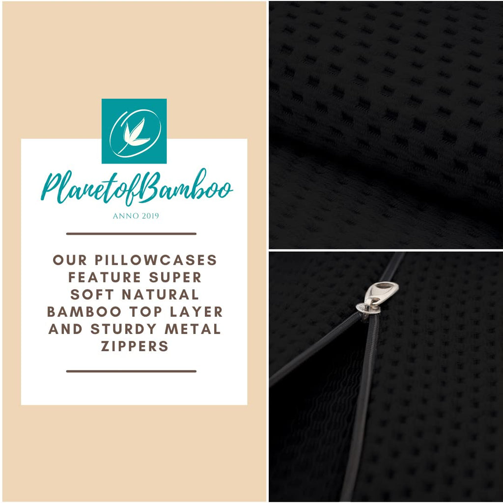 PLANETOFBAMBOO 100% Bamboo Fiber top Layer Replacement Wedge Pillow Cover (24 x 24 x 10) with Zipper - Sweat-Absorbent, Moisture-Wicking, Odor-Free Wedge Pillow Case (Black)
