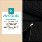 PLANETOFBAMBOO 100% Bamboo Fiber top Layer Replacement Wedge Pillow Cover (24 x 24 x 10) with Zipper - Sweat-Absorbent, Moisture-Wicking, Odor-Free Wedge Pillow Case (Black)