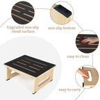 One Step Stool for Adults Seniors with Non-Slip Rubber Stepping Feet, Heavy Duty Platform Step Stools, 450 LB Portable Bed Steps for High Beds for Bathroom,Bedroom,Kitchen & Bedside Support,Light Wood