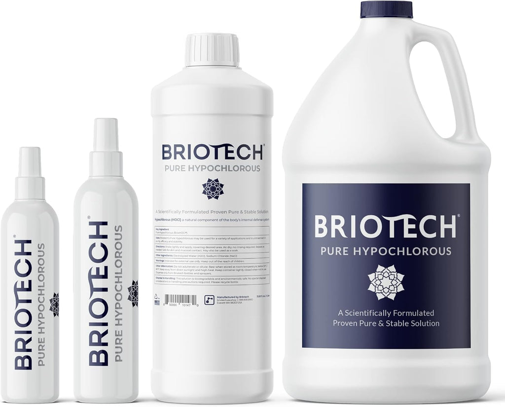 BRIOTECH Pure Hypochlorous Acid Spray and Cleanser, Original Premium HOCl Topical Solution, Multi-Purpose Cleaner, Family Approved & Pet Friendly, 1 gal ea, 2 ct