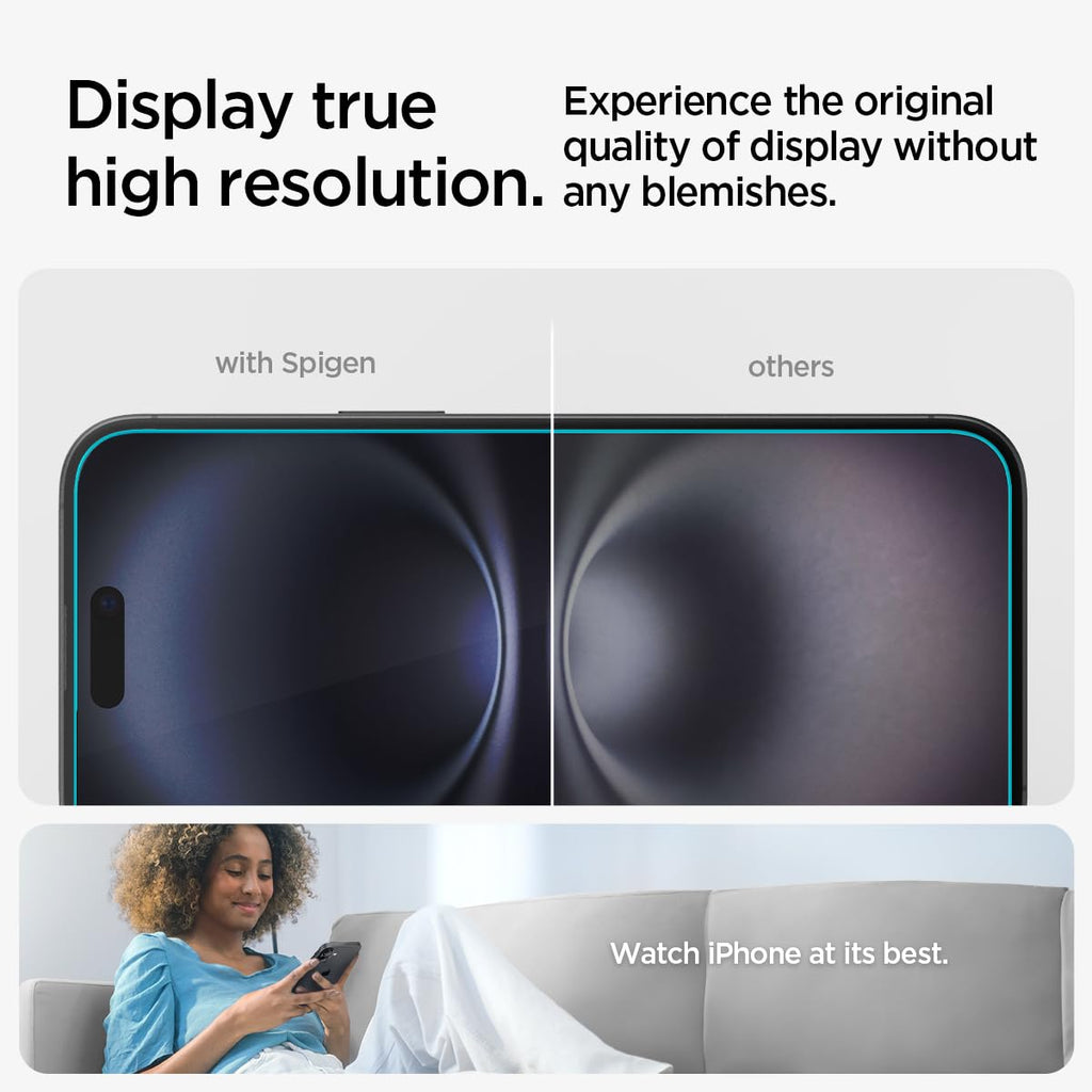 Spigen Tempered Glass Screen Protector [GlasTR EZ FIT] designed for iPhone 16 / iPhone 15 [2 Pack]