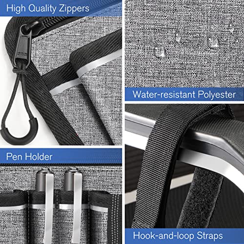 FINPAC Wheelchair Side Storage Bag w/Cup Holder, Wheelchair Armrest Accessories Pouch with Pen Slot and Reflective Strips for Power Wheelchairs, Walkers, Rollators, Seniors (Gray)