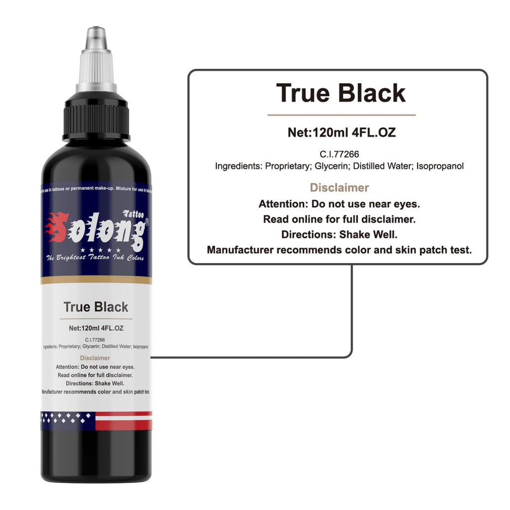 Nazzor Tattoo Professional Ink Black Tattoo Pigment for Shading and Lining 4oz (120ml) TI302-120-019