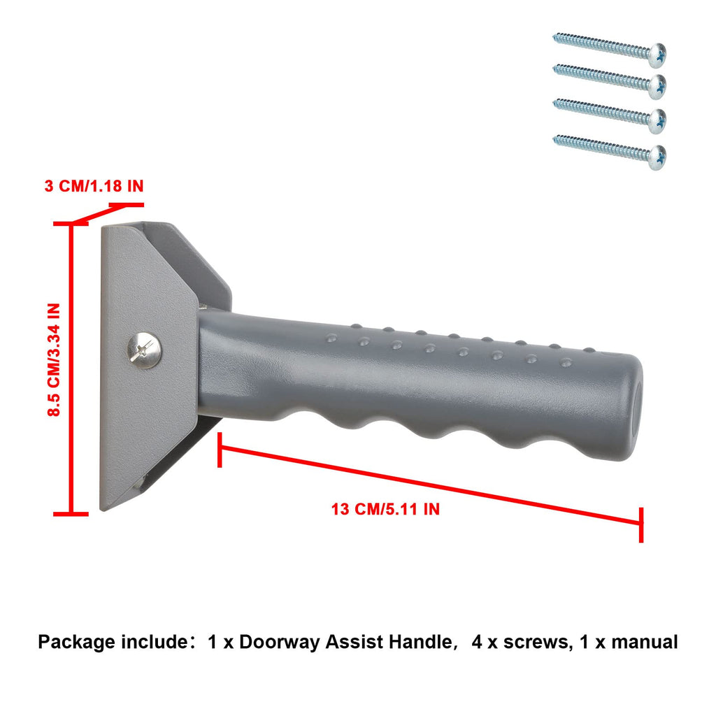 iGuerburn Doorway Flip Assist Handle, Door Assistant Support Grip Handle, Doorway Stair Assist Grab Bar for Elderly or People Who with Balance Issues - Supports Up to 300 Pounds (Grey)