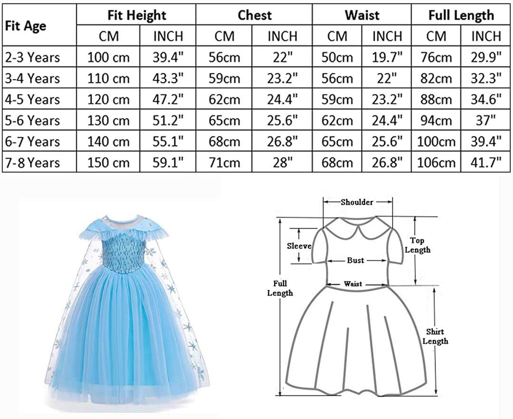 iTVTi Little Girl Princess Dress Halloween Carnival Cosplay Costume with Accessories Blue, 4-5 Years (Tag 120)