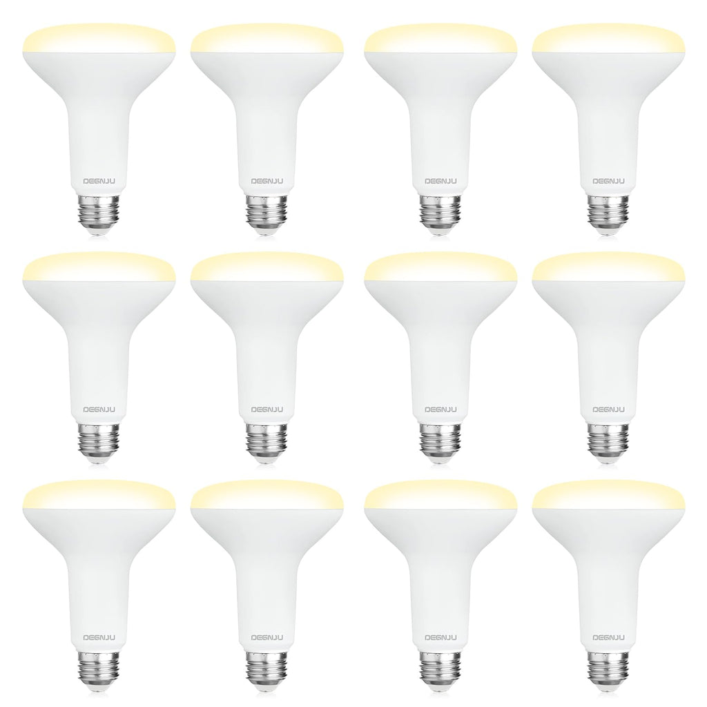 DEGNJU 12 Pack BR30 LED Recessed Light Bulb, Dimmable Indoor Flood Light Bulbs CRI80 7W Equivalent 65W 2700K Soft White 650 Lumens, 15000 Lifetime Hours E26 Base LED Can Light Bulb, Flicker-Free