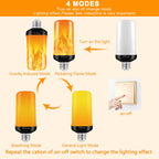 Bitrue LED Flame Effect Light Bulb, 4 Modes Flame Light Bulbs, E26 Base Fire Light Bulb with Gravity Sensor,Flickering Light Bulbs Halloween Home Party (2 Pack)