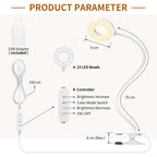 iZELL Reading Light, USB Clamp Lamp for Child Reading Book in Bed at Night, LED Small Desk Lamp with Silicone Adjustable Arm Clip on Beside Table for Studying Working Drafting Sewing - 15.8‘’ White