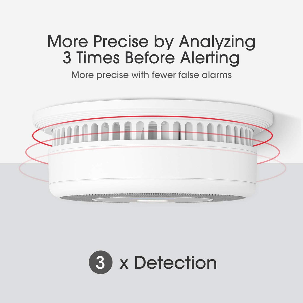 X-Sense 10-Year Battery Combination Smoke Carbon Monoxide Alarm Detector with Large LCD Display, Standalone Model, 3-Pack