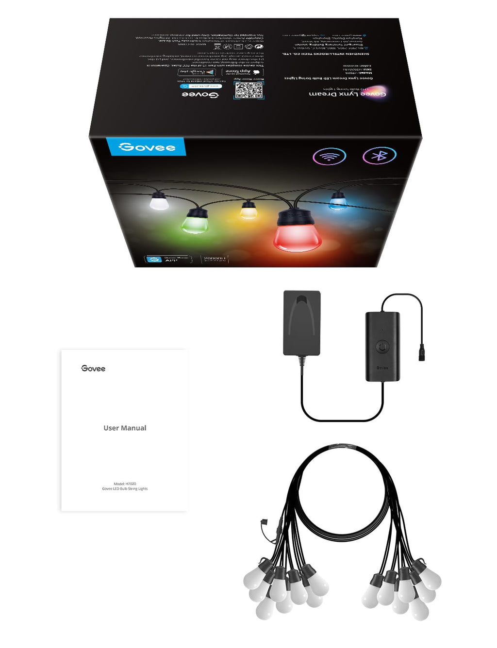 Govee Smart Outdoor String Lights H7020, RGBIC Warm White 48ft LED Bulbs for Halloween Decorations, Christmas, WiFi Patio Lights Work with Alexa, Google Assistant, APP Control, IP65 Waterproof