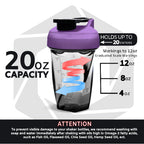 HELIMIX 1.5 Vortex Blender Shaker Bottle Holds Upto 20oz | No Blending Ball or Whisk | USA Made | Portable Pre Workout Whey Protein Drink Shaker Cup | Mixes Cocktails Smoothies Shakes | Top Rack Safe