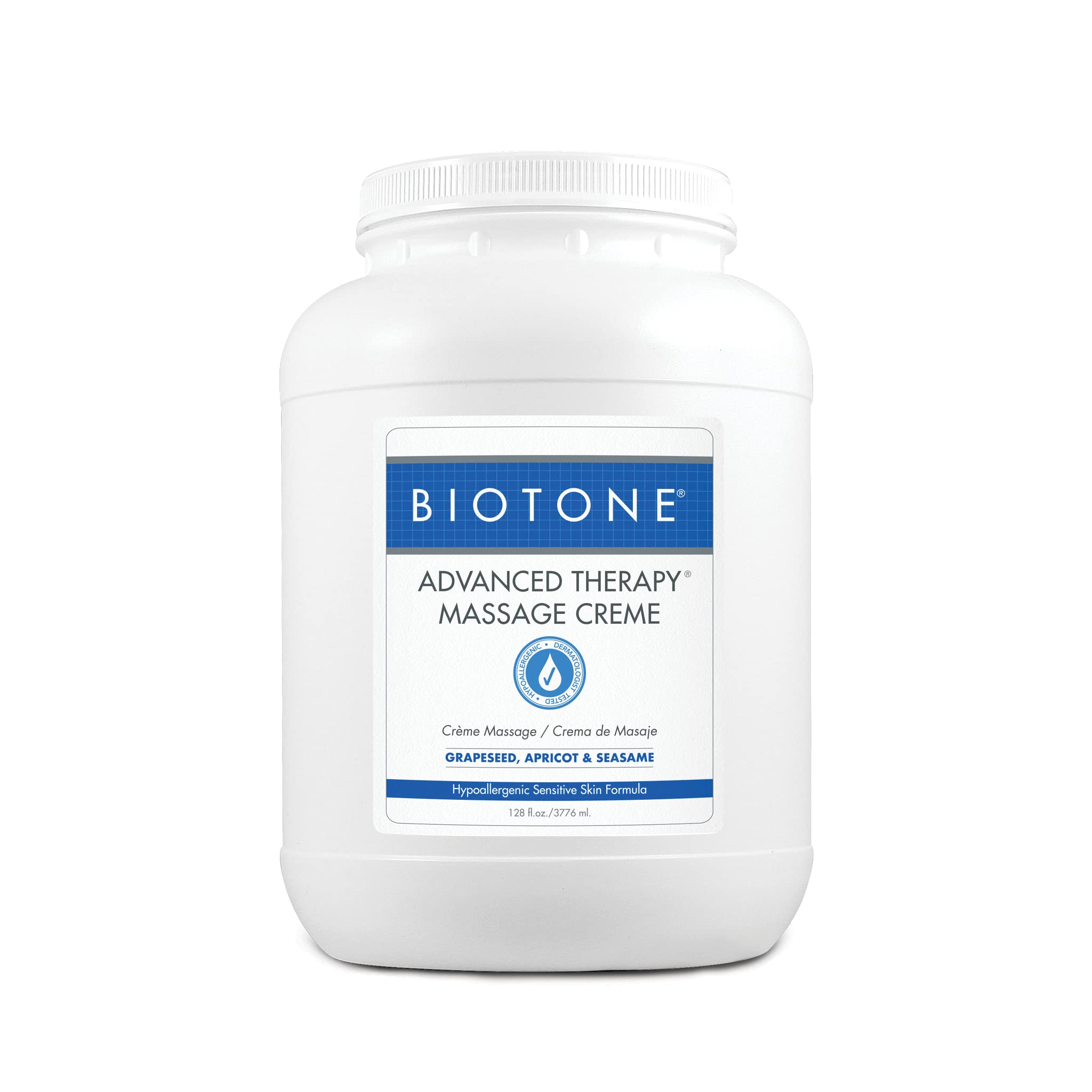 BIOTONE Advanced Therapy Massage Creme, Hypoallergenic and Fragrance-Free, Ideal Glide and Workability, Less Reapplications, Non-Greasy Finish
