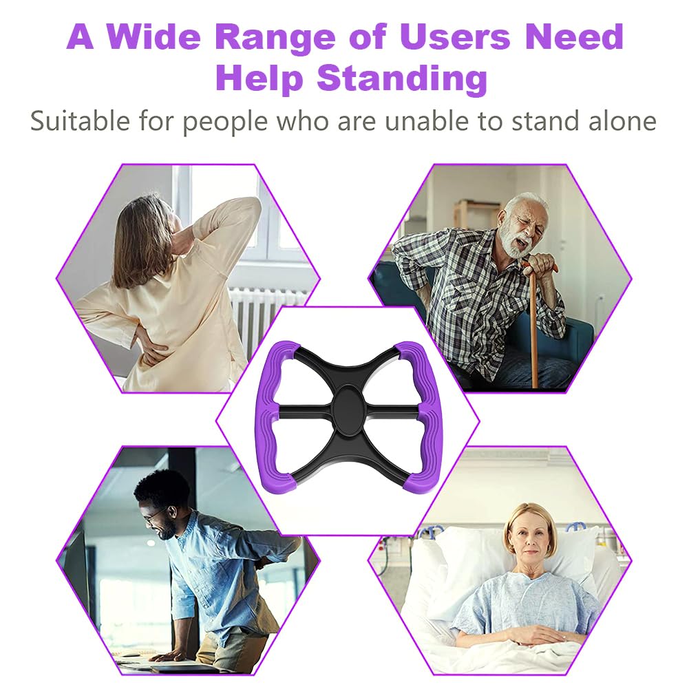 Yuhoo Lift Assists Standing Aid-Handicap Bar with No-Slip Grip Handles, Contact Free Grip Lift Assist Foot Standing Mobility Aid, Portable Help Seniors Handicapped Transfer Assistant(Purple)