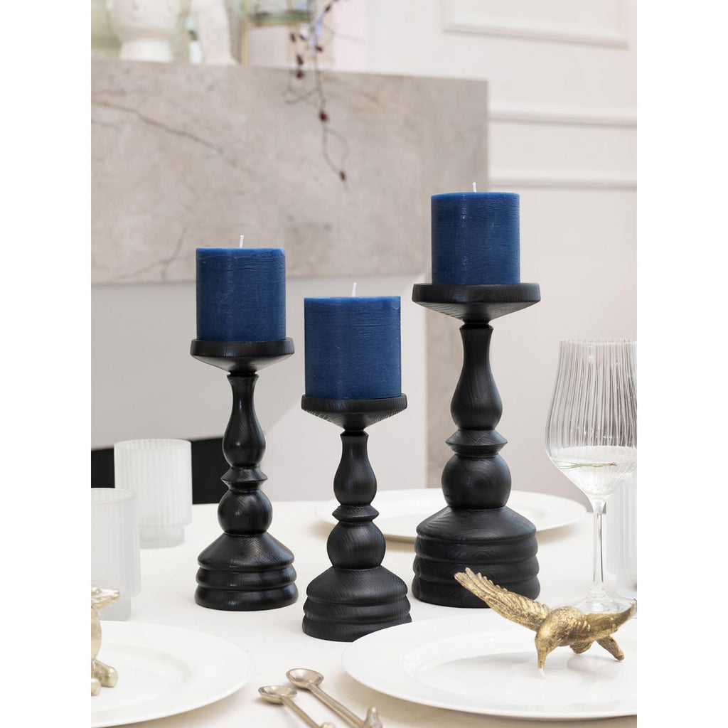 CANDWAX 3x3 Pillar Candle Set of 3 - Decorative Rustic Candles Unscented and No Drip Candles - Ideal as Christmas Candles or Large Candles for Home Interior - Dark Blue Candles