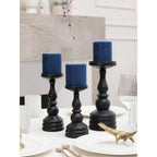 CANDWAX 3x3 Pillar Candle Set of 3 - Decorative Rustic Candles Unscented and No Drip Candles - Ideal as Christmas Candles or Large Candles for Home Interior - Dark Blue Candles