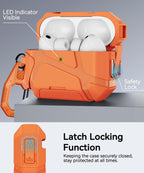 AirPods Pro 3rd Case (2025 New),Secure Lock & Phone Stand Design Compatible with Airpods Pro 3 Generation Cover with Cleaner Kit-Orange