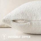 MIULEE Set of 2 White Throw Pillow Covers 18x18 Inch Decorative Couch Pillow Covers Textured Boucle Accent Solid Christmas Pillow Cases Soft for Cushion Chair Sofa Bedroom Livingroom Home Decor