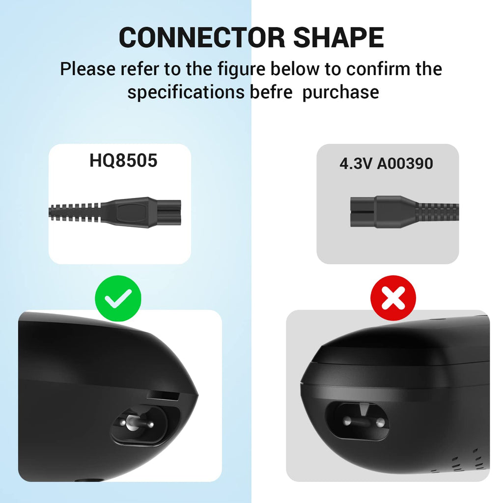 CGGXJP Replacement for philips Norelco charger cord Fit HQ8505 7000 5000 3000 Series 3500 mg5750 mg7750 S1560 Electric Shaver Razor, Aquatec, Arcitec, Multigroom Beard Trimmer & More 15V Power Cord Adapter