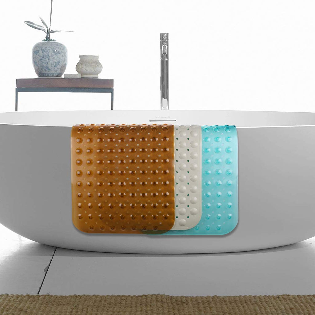 AmazerBath Bath Tub Mat, 40 x 16 Inches Non-Slip Shower Mats with Suction Cups and Drain Holes, Bathtub Mats Shower Stall Mats Machine Washable, Beige