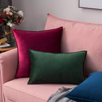 MIULEE Pack of 2 Decorative Velvet Throw Pillow Cover Soft Pillowcase Solid Square Cushion Case for Christmas Sofa Bedroom Car 20x20 Inch 50x50 Cm Army Green