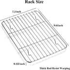 Wildone Baking Sheet with Rack Set [2 Sheets + 2 Racks], Stainless Steel Cookie Pan baking Tray with Cooling Rack, Size 10 x 8 x 1 Inch, Non Toxic & Heavy Duty & Easy Clean