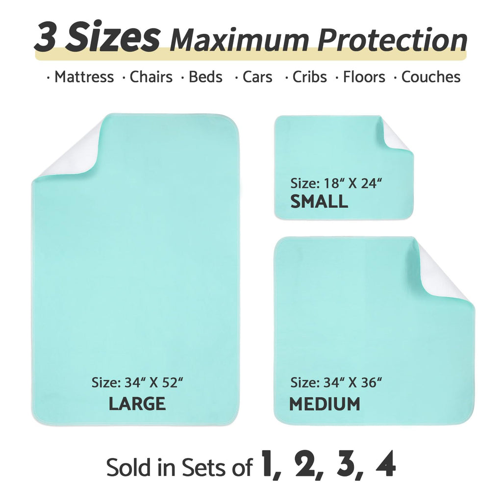 CoolShields Waterproof Bed Pads Incontinence 34'' x 52'' (1 Pack) Washable Reusable Bedwetting Mattress Protector Pad for Kids, Adults, Elderly, and Pets