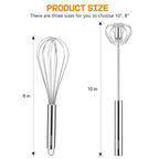 NileHome Stainless Steel Whisk 8" Hand Blender + 10" Semi-Automatic Rotary Kitchen Whisk Kitchen Wisk Wire Whisks for Cooking, Whisking, Blending, Beating, Stirring- 2 Pack...