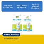 FROG Test Strips for Pools and Hot Tubs - Accurate Indicator for Free Chlorine or Bromine Levels, pH, Total Alkalinity and Total Hardness - Easy Water Testing - 50 Test Strips - 2 Pack