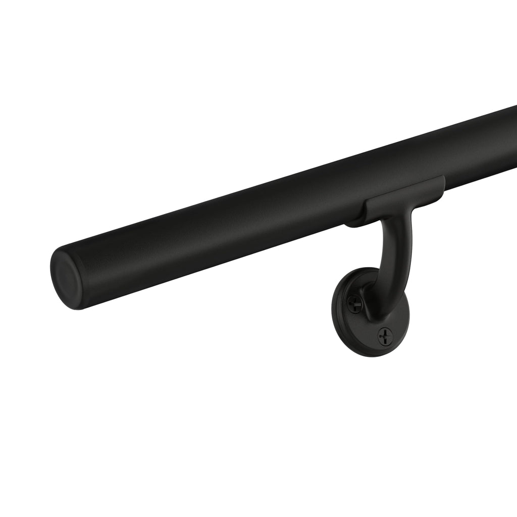 Meranti Aluminum Handrail for Indoor or Outdoor Steps and Stairs – Hand Rails for Elderly – DIY Complete Stair Railing Kit (3' Length, Black Textured)