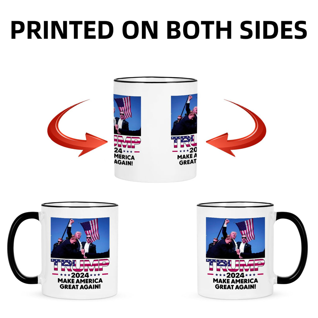 YHRJWN Trump Survived Shot, Trump 2024, Fist Pump at Pennsylvania Rally Failed Assassination Attempt, Bloody Ear Bullett-Proof, Trump Merchandise, Make American Great Again Mug, 11 Oz
