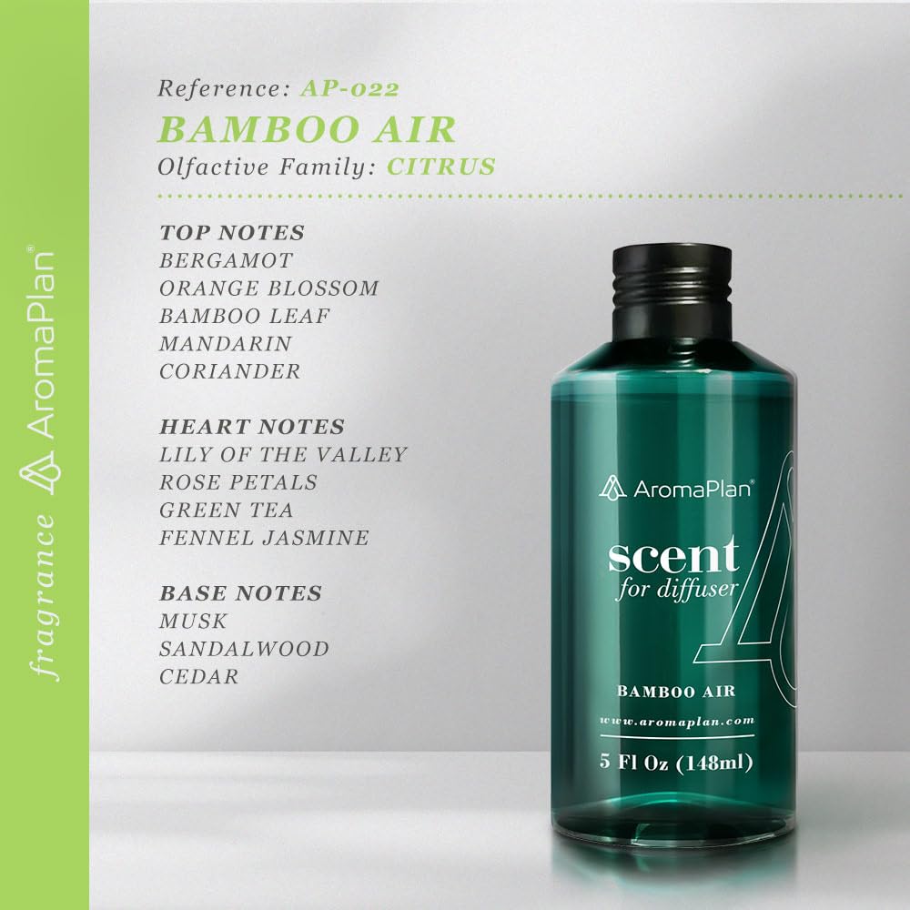 Aromaplan Hotel Scents Bamboo Air 5 Fl Oz, USA Fragrance- Home Luxury Aroma & Hotel Collection Diffuser Oil- Hotel Diffuser Oil for Aromatherapy- USA Made, Bigger Bottle, Bolder Aroma & Longer Lasting