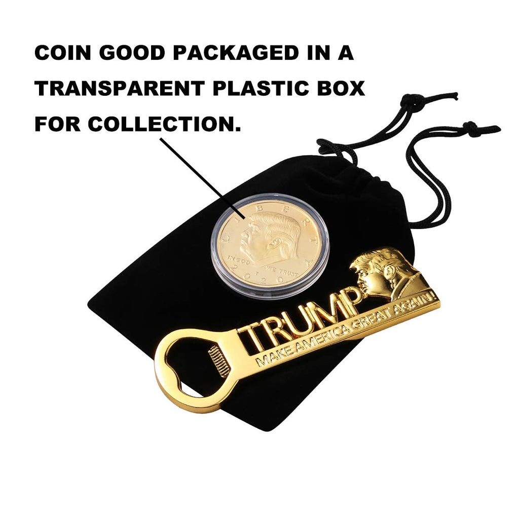 Donald Trump Gifts for Men, MAGA Magnetic Bottle Opener with Gold Plated Collectibles Coin