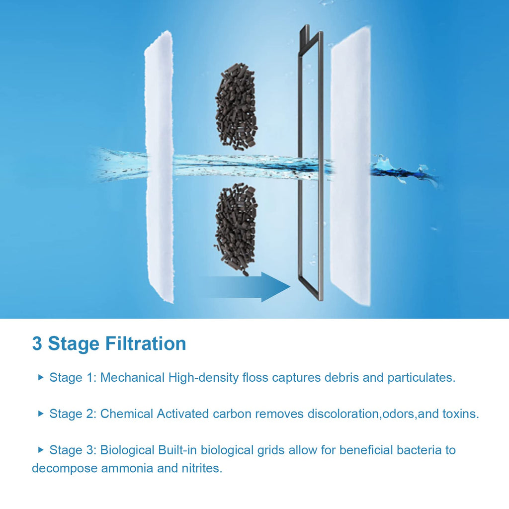 AQQA 8 Pack Aquarium Replacement Filter Cartridge Fish Tank Filter Cartridge Aquarium Internal Filter (Large)