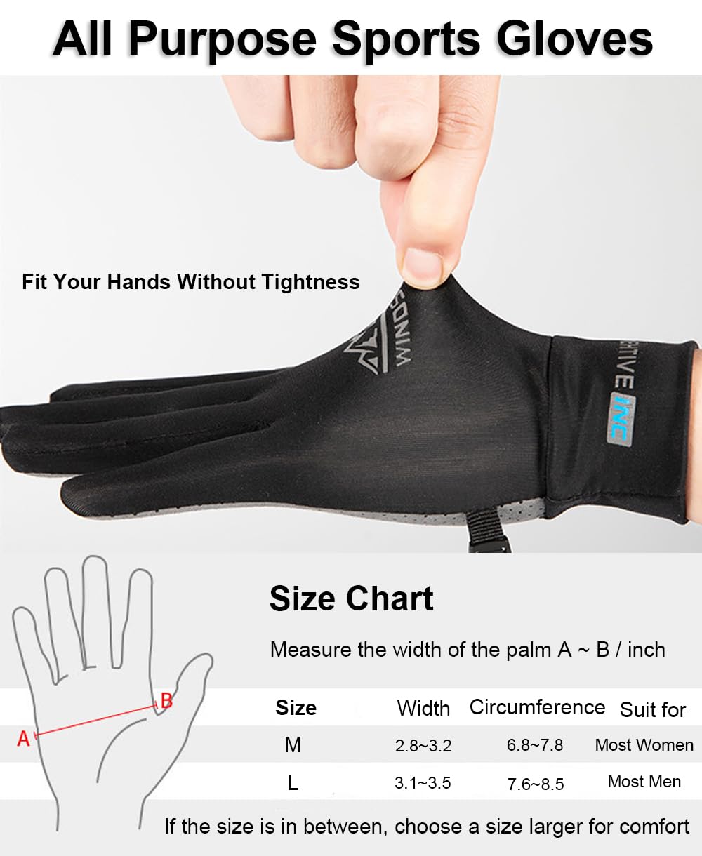 Full Finger UV Protection Gloves - Women & Men's Thin Fishing, Hiking, Cycling, Driving, Gym Gloves (Grey, Large)