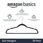 Amazon Basics Slim, Velvet, Non-Slip Sturdy Suit Clothes Hangers, Pack of 30, Black/Rose Gold